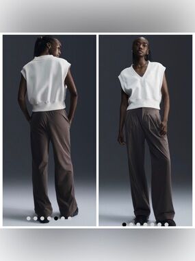 Nike Bliss Dri-FIT Wide Leg Trousers Ironstone Clear XL High Rise NWT 31” Inseam